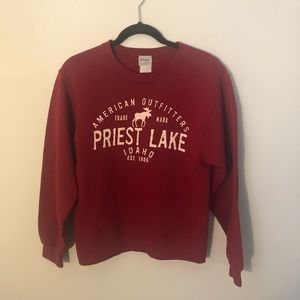 Red “Priest Lake, Idaho” Crew Neck Sweatshirt